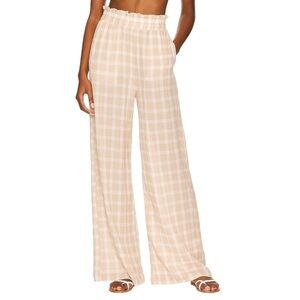 SHOW ME YOUR MUMU x REVOLVE Roitman Cream Plaid Gingham Check Wide Leg Pants